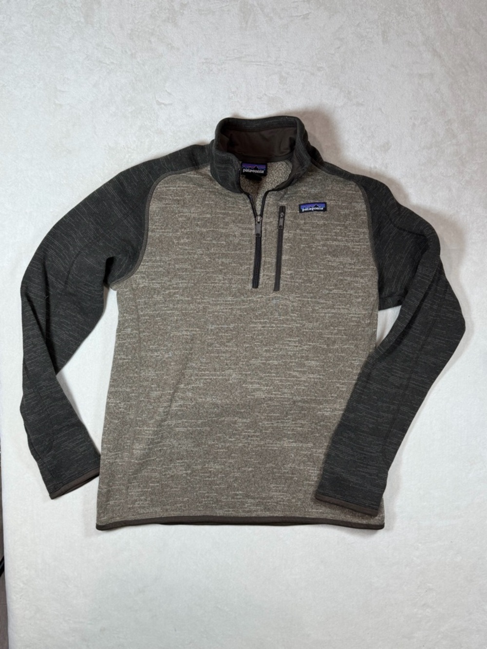 Patagonia Men's Medium Better Sweater Brown Heather Half-Zip Sweater EUC